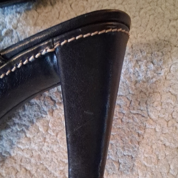 Coach Black Leather Mules with Gold Buckle - Picture 8 of 8